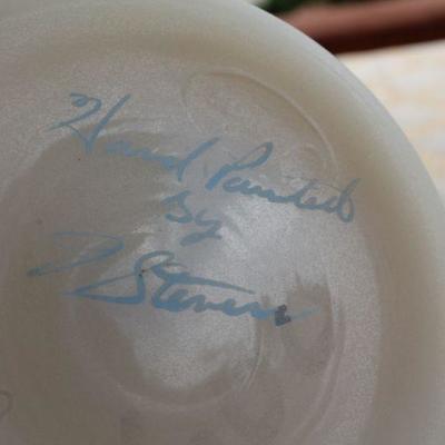 Lot #50: Vintage FENTONâ„¢ Hand Painted SIGNED Artist Glassware Vase