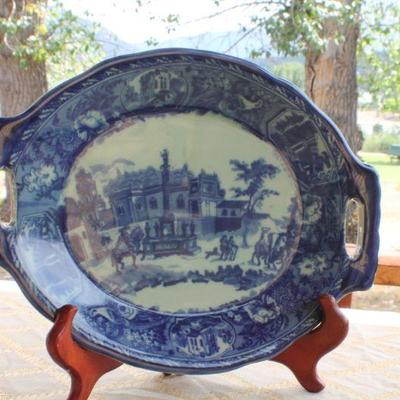 Lot #53: Vintage Large Blue and White Platter