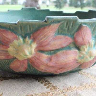 Lot #54: Large Vintage ROSEVILLEâ„¢ Hand Painted Bowl