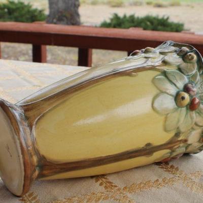 Lot #55: Vintage Hand Painted Mid Century Modern Tree Theme Vase
