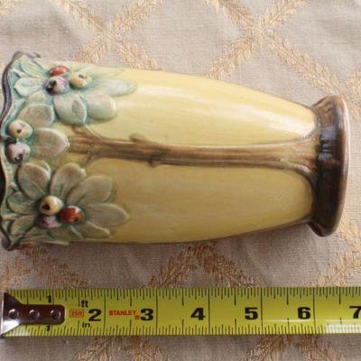 Lot #55: Vintage Hand Painted Mid Century Modern Tree Theme Vase