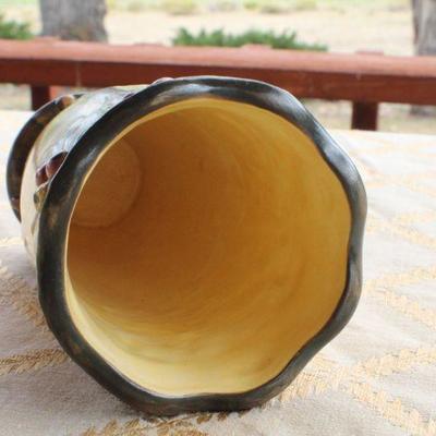 Lot #55: Vintage Hand Painted Mid Century Modern Tree Theme Vase