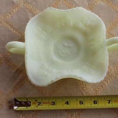 Lot #62: Pair of Vintage Green FENTONâ„¢ Glass Dishes Matching