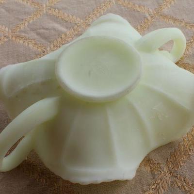 Lot #62: Pair of Vintage Green FENTONâ„¢ Glass Dishes Matching