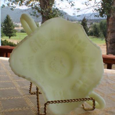 Lot #62: Pair of Vintage Green FENTONâ„¢ Glass Dishes Matching
