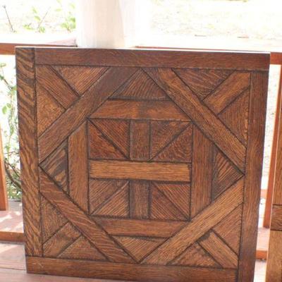 Lot #63: Pair of Vintage Wood Cross Cut Design Table Tops / Accent Boards