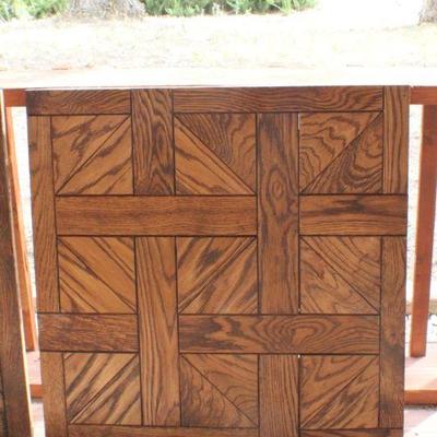 Lot #63: Pair of Vintage Wood Cross Cut Design Table Tops / Accent Boards