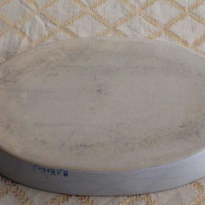 Lot #75: Porcelain BLOOM RITEâ„¢ Figure and Stoneware SIGNED Hand Painted Serving Dish