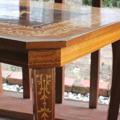 Lot #76: Set of Wood Nesting Side Tables w/ Grecian Chariot MotÃ­f Inlay 