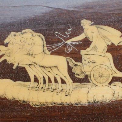 Lot #76: Set of Wood Nesting Side Tables w/ Grecian Chariot MotÃ­f Inlay 