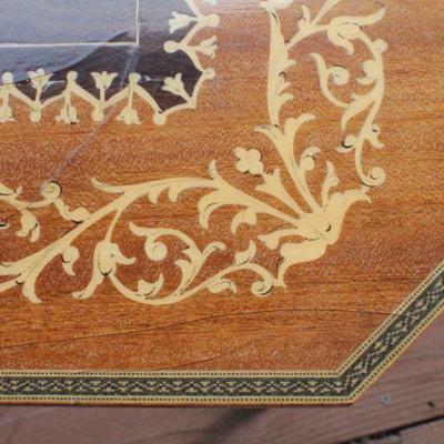 Lot #76: Set of Wood Nesting Side Tables w/ Grecian Chariot MotÃ­f Inlay 