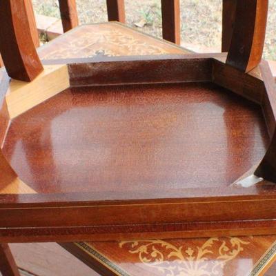 Lot #76: Set of Wood Nesting Side Tables w/ Grecian Chariot MotÃ­f Inlay 