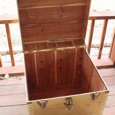 Lot #81: Vintage Mid Century Modern 22" Square Brass Cedar Chest w/ Key and Lock Feature (22" x 22" x 22")