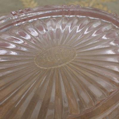 Lot #83: Vintage FENTONâ„¢ Pink Opalescent Covered Dish w/ Original Card