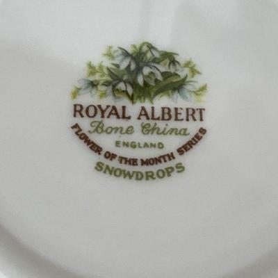 #102  ANTIQUE CUP & SAUCER ROYAL ALBERT BONE CHINA SNOWDROPS