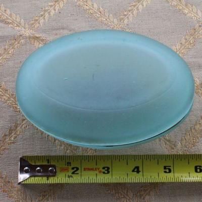 Lot #90: Vintage Blue Art Glass Oval Jewelry/Trinket Box 