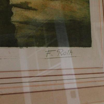 Lot #91: Vintage SIGNED Etching by F. Roth "The Yonne Canal, France"