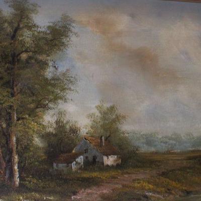 Lot #92: Vintage Large Oil Painting SIGNED 42" x 31"