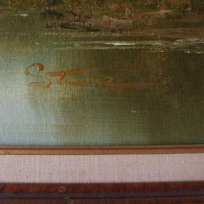 Lot #92: Vintage Large Oil Painting SIGNED 42" x 31"