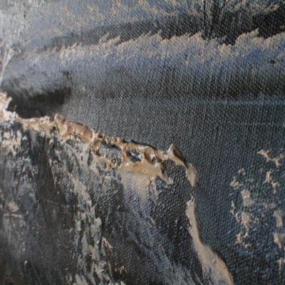 Lot #93: Vintage Large Oil Painting SIGNED of Colorado Mountains 50.5" x 26.5" 