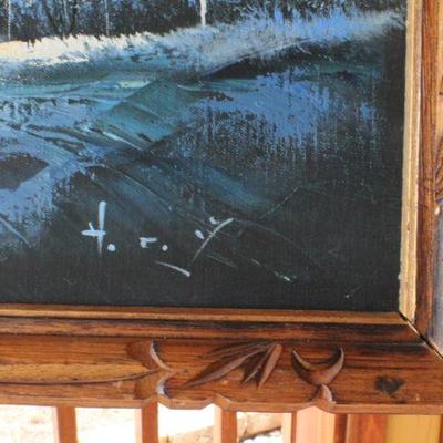 Lot #93: Vintage Large Oil Painting SIGNED of Colorado Mountains 50.5" x 26.5" 