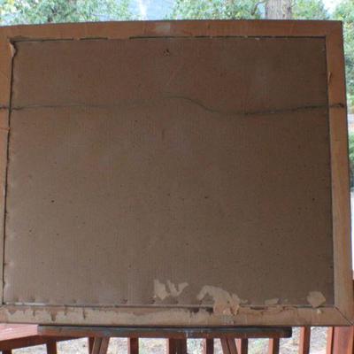 Lot #94: Vintage Art Print by L. Jambor "His Letter" w/ Glass Front Wood Frame 33.5" x 28.5" 