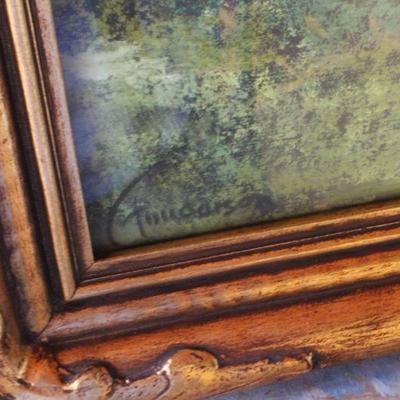 Lot #95: Vintage Large Mountain Scene Art Print 27.5" x 13" 