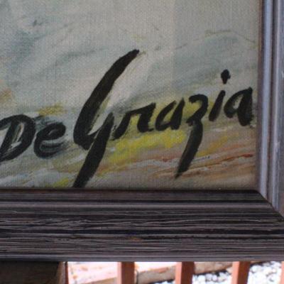 Lot #97: Vintage Ted De Grazia Oil Painting Framed 32" x 17" 