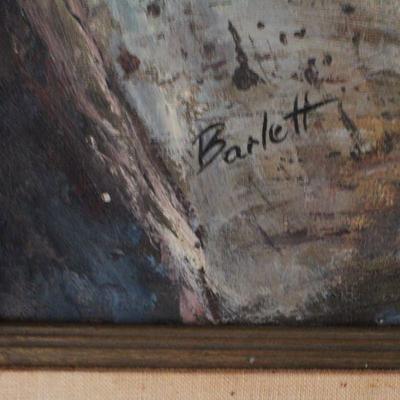 Lot #100: SIGNED Oil Painting by Barlett of Violin Scene 31.5" x 28" 