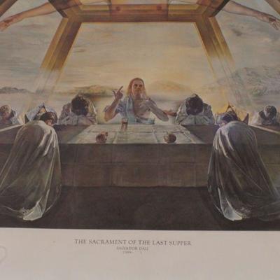 Lot #100-B: Vintage SALVADOR DALI "The Sacrament of the Last Supper" Art Print Glass Front Framed 27.5" x 22.5" 