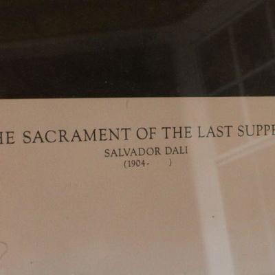 Lot #100-B: Vintage SALVADOR DALI "The Sacrament of the Last Supper" Art Print Glass Front Framed 27.5" x 22.5" 