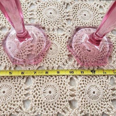 Lot 104: Fenton Pink Candleholders 
