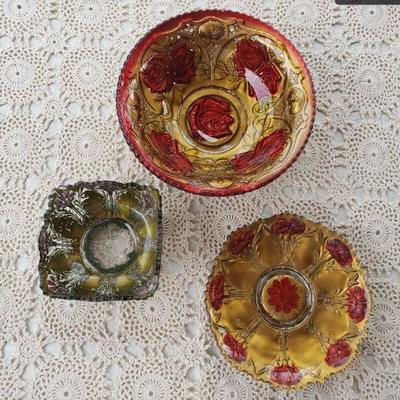 Lot 110: Reverse Painted Glass Bowls