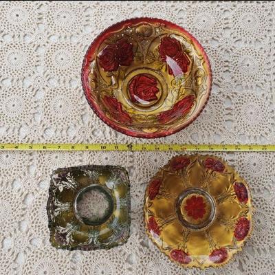 Lot 110: Reverse Painted Glass Bowls