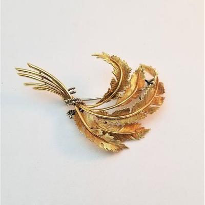 Lot #85  Vintage Feather-motif Brooch - 18kt gold!