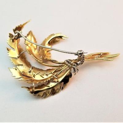 Lot #85  Vintage Feather-motif Brooch - 18kt gold!