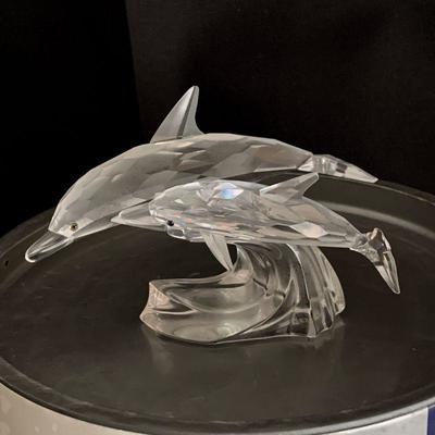 #135   SWAROVSKI CRYSTAL DOLPHIN 1990 LTD ED.  BOX & PAPERS 