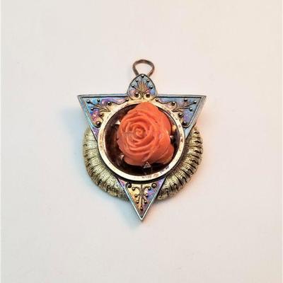 Lot #88  Antique Victorian 18kt gold and Coral Brooch/pendant - ca. 1870