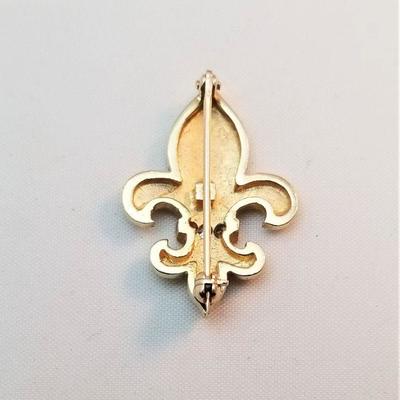 Lot #89  14kt Gold Fleur di Lis Brooch with Diamond Accents