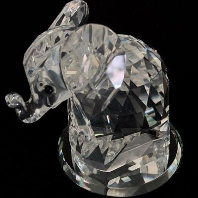 #139   SWAROVSKI CRYSTAL BABY ELEPHANT BLACK EYES BOX