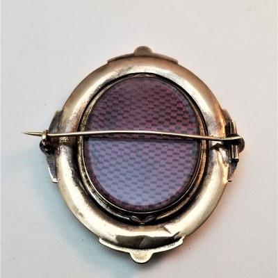 Lot #91  Fantastic Antique Victorian Mourning Hairwork Brooch in Swivel Frame - a beauty