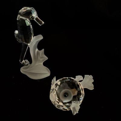 #144     SWAROVSKI CRYSTAL FISH & SEA HORSE W/BOXES 
