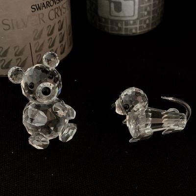 #146  SWAROVSKI CRYSTAL TEDDY BEAR & WIENER DOG W/BOXES