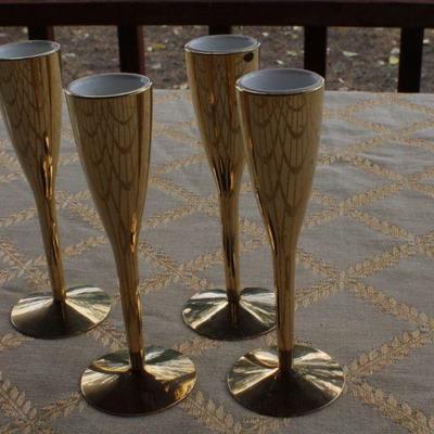 Lot #117: Set of (4) Vintage Brass Made in Germany Mid Century Modern Shot Glasses