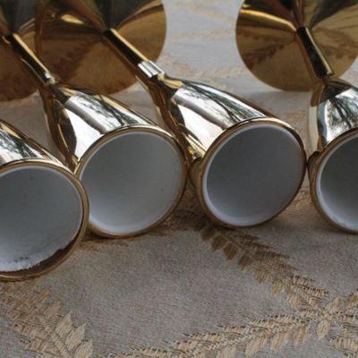 Lot #117: Set of (4) Vintage Brass Made in Germany Mid Century Modern Shot Glasses