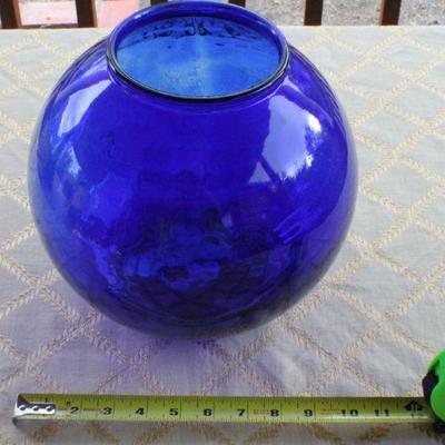 Lot #121: Large Dark Blue Glass Pot 
