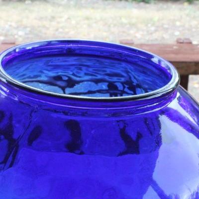 Lot #121: Large Dark Blue Glass Pot 