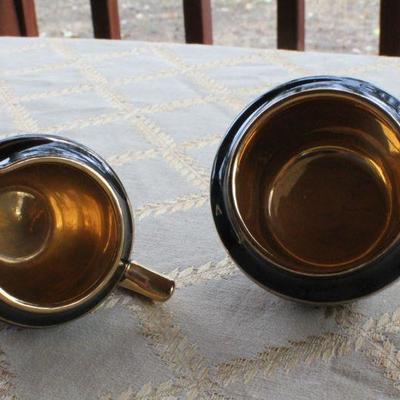 Lot #122: Group of (5) Assorted Gold Plated Tea Service Dishes