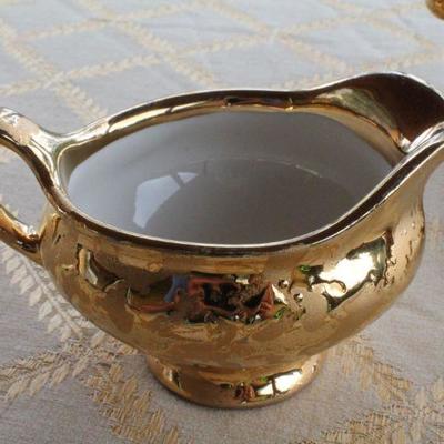 Lot #122: Group of (5) Assorted Gold Plated Tea Service Dishes
