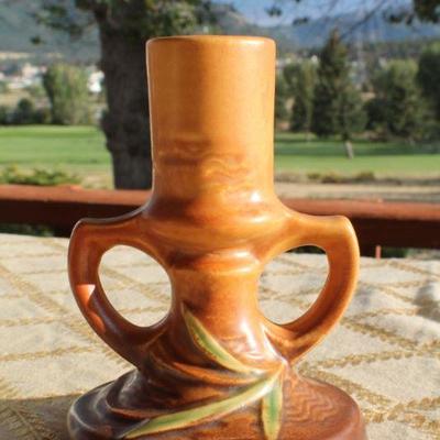 Lot #127: Vintage ROSEVILLEâ„¢ Mid Century Modern Candle Stick Holder
